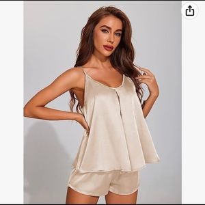 Ekouaer Womens Silk Satin Pajamas Sets Soft Cami Shorts Pjs Sets Sleepwear Bride